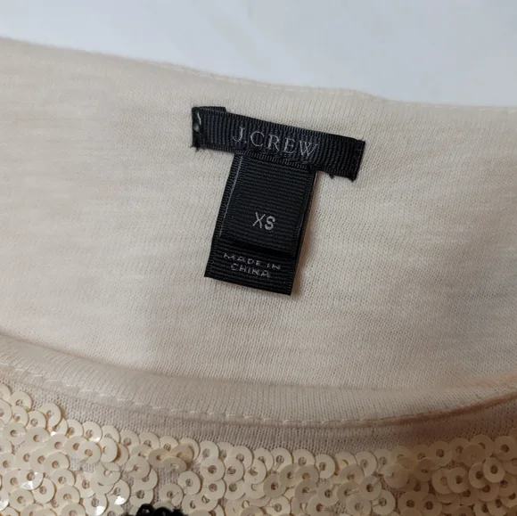 J. CREW all over sequined black and off white polka dot shirt size XS.